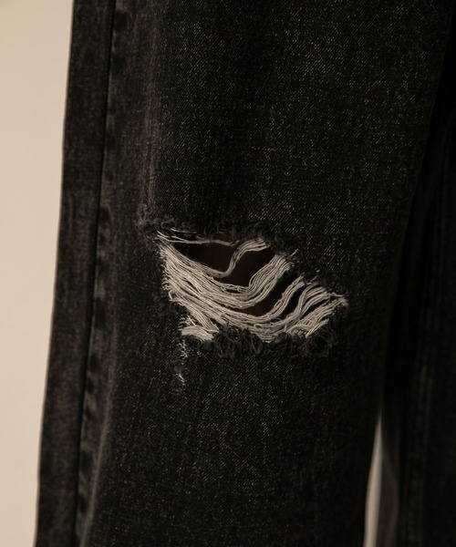 SENSE OF PLACE by URBAN RESEARCH(センスオブプレイスバイアーバンリサーチ)の「ダメージデニムワイドパンツ(デニムパンツ・メンズ・ブラック/ライトインディゴブルー・LARGE/MEDIUM)」の21枚目の写真