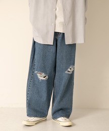 SENSE OF PLACE by URBAN RESEARCH | ダメージデニムワイドパンツ(デニムパンツ)