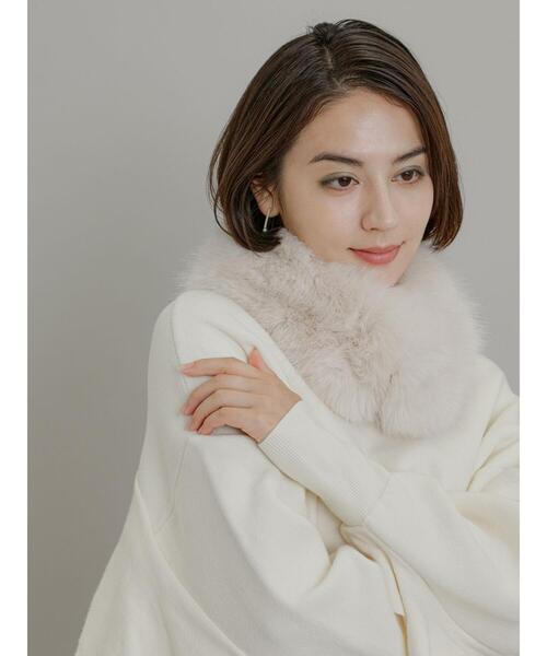 Te chichi（テチチ）の「ファーティペット（ストール/ショール・レディース・カーキ/ベージュ/チャコールグレー/オフホワイト・F）」の6枚目の写真