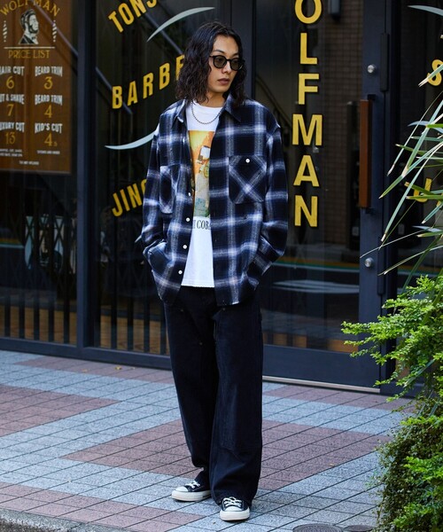 FREAK'S STORE(フリークスストア)の「FREAK’S STORE/フリークスストア ダメージ チェックネルシャツ リラックスフィット/オンブレチェック(シャツ/ブラウス・メンズ・ブラック/グリーン/ブルー・LARGE/MEDIUM)」の18枚目の写真