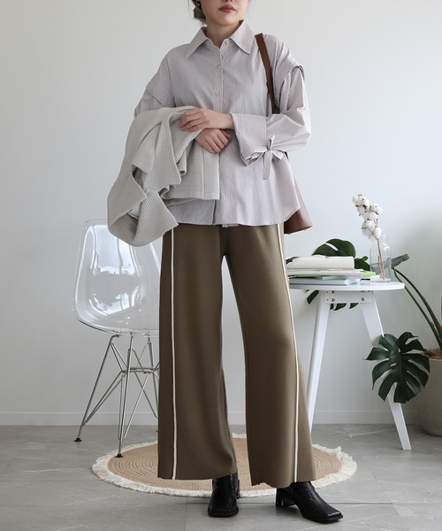 aimoha（アイモハ）の「ラインデザインカジュアルニットパンツ（その他パンツ・レディース・ブラック/グリーン/キャメル/グレー・FREE）」の22枚目の写真