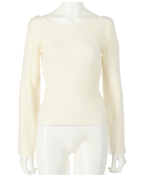 anap mimpi（アナップミンピ）の「前後2WAYフレアスリーブリブニットトップス（Tシャツ/カットソー・レディース・ブラック/ホワイト×ブラック/ベージュ/オフホワイト・FREE）」の10枚目の写真