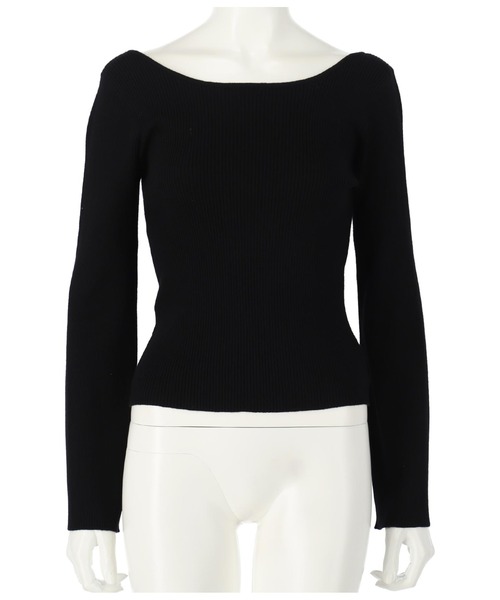 anap mimpi（アナップミンピ）の「前後2WAYフレアスリーブリブニットトップス（Tシャツ/カットソー・レディース・ブラック/ホワイト×ブラック/ベージュ/オフホワイト・FREE）」の9枚目の写真