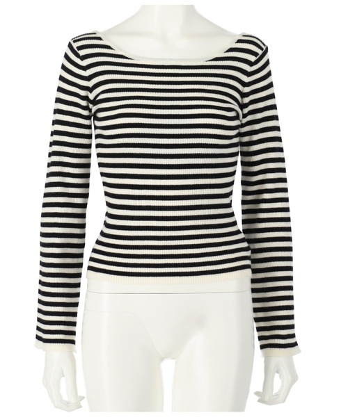 anap mimpi（アナップミンピ）の「前後2WAYフレアスリーブリブニットトップス（Tシャツ/カットソー・レディース・ブラック/ホワイト×ブラック/ベージュ/オフホワイト・FREE）」の8枚目の写真