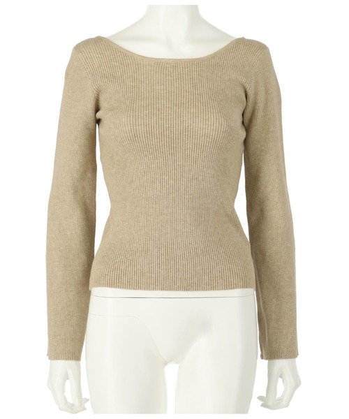 anap mimpi（アナップミンピ）の「前後2WAYフレアスリーブリブニットトップス（Tシャツ/カットソー・レディース・ブラック/ホワイト×ブラック/ベージュ/オフホワイト・FREE）」の7枚目の写真