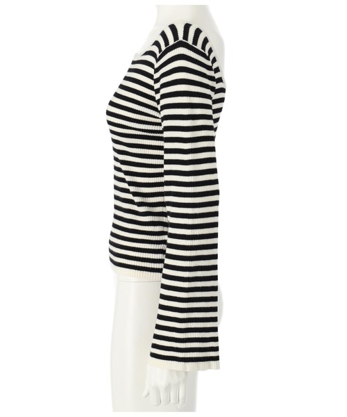 anap mimpi（アナップミンピ）の「前後2WAYフレアスリーブリブニットトップス（Tシャツ/カットソー・レディース・ブラック/ホワイト×ブラック/ベージュ/オフホワイト・FREE）」の6枚目の写真