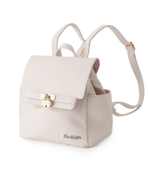 PINK-latte（ピンクラテ）の「ハートキー合皮ミニリュック（バックパック/リュック・キッズ・ブラック/ピンク系/アイボリー/ライトブルー/ライトパープル・00）」の5枚目の写真