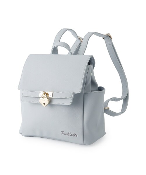 PINK-latte（ピンクラテ）の「ハートキー合皮ミニリュック（バックパック/リュック・キッズ・ブラック/ピンク系/アイボリー/ライトブルー/ライトパープル・00）」の3枚目の写真