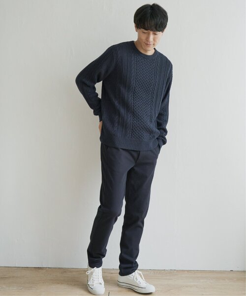 ikka(イッカ)の「抗菌アランケーブルリサイクルニット(ニット/セーター・メンズ・ネイビー/グリーン/オフホワイト/グレー/ワイン・XL/S/M/L)」の9枚目の写真