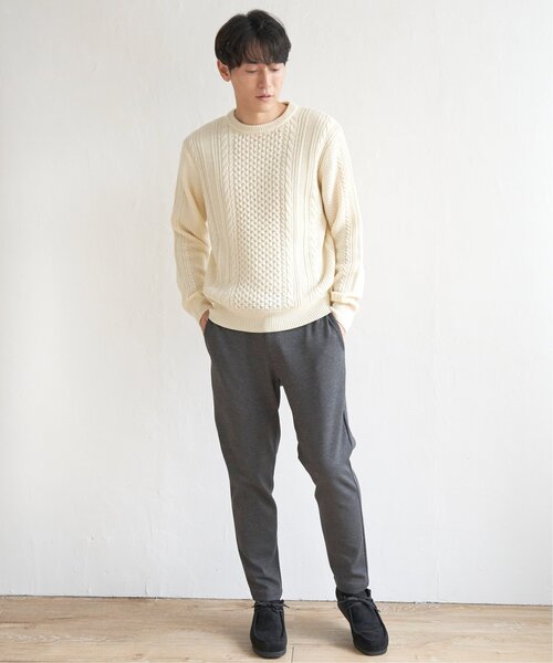 ikka(イッカ)の「抗菌アランケーブルリサイクルニット(ニット/セーター・メンズ・ネイビー/グリーン/オフホワイト/グレー/ワイン・XL/S/M/L)」の11枚目の写真