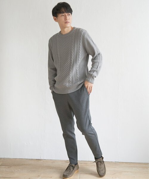 ikka(イッカ)の「抗菌アランケーブルリサイクルニット(ニット/セーター・メンズ・ネイビー/グリーン/オフホワイト/グレー/ワイン・XL/S/M/L)」の14枚目の写真