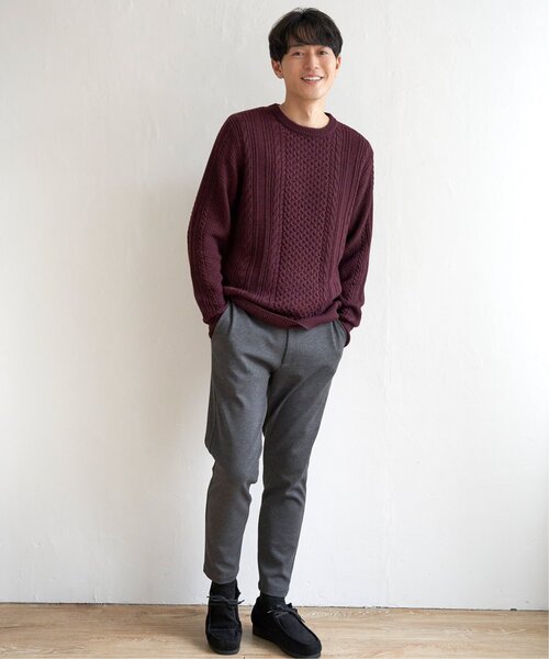 ikka(イッカ)の「抗菌アランケーブルリサイクルニット(ニット/セーター・メンズ・ネイビー/グリーン/オフホワイト/グレー/ワイン・XL/S/M/L)」の15枚目の写真