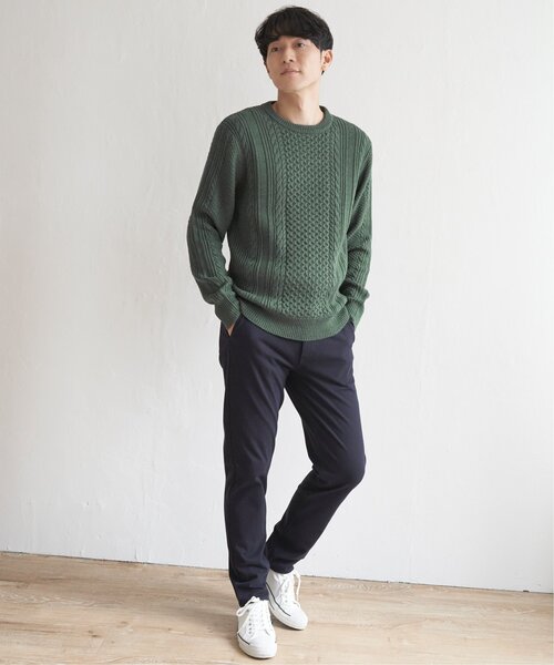 ikka(イッカ)の「抗菌アランケーブルリサイクルニット(ニット/セーター・メンズ・ネイビー/グリーン/オフホワイト/グレー/ワイン・XL/S/M/L)」の17枚目の写真