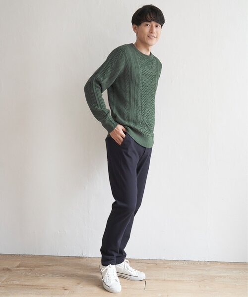 ikka(イッカ)の「抗菌アランケーブルリサイクルニット(ニット/セーター・メンズ・ネイビー/グリーン/オフホワイト/グレー/ワイン・XL/S/M/L)」の18枚目の写真