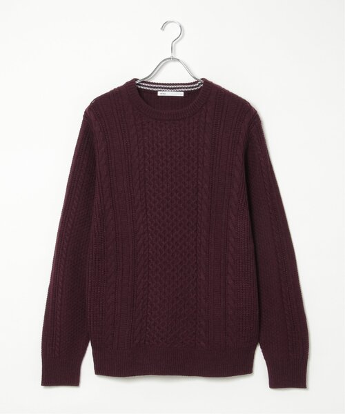 ikka(イッカ)の「抗菌アランケーブルリサイクルニット(ニット/セーター・メンズ・ネイビー/グリーン/オフホワイト/グレー/ワイン・XL/S/M/L)」の19枚目の写真
