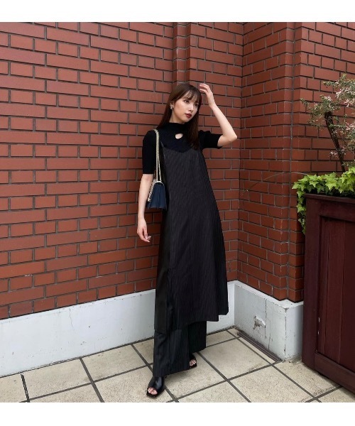 LEANN MOMENT(リーンモーメント)の「Stripe Leather Camisole Dress(ワンピース・レディース・ブラック/グレー・FREE)」の19枚目の写真