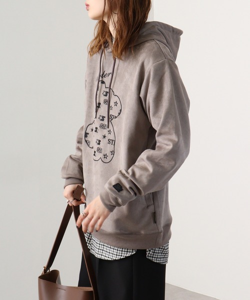 STARTER BLACK LABEL（スターターブラックレーベル）の「STARTER BLACK LABEL ベアー刺繍 フェイクスエード プルパーカー（パーカー・メンズ・スモークグレー/ブラック・M/L/XL）」の9枚目の写真