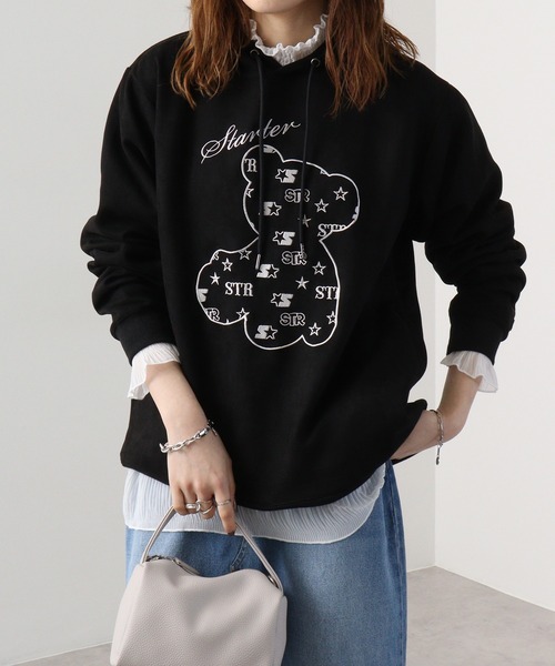 STARTER BLACK LABEL（スターターブラックレーベル）の「STARTER BLACK LABEL ベアー刺繍 フェイクスエード プルパーカー（パーカー・メンズ・スモークグレー/ブラック・M/L/XL）」の6枚目の写真