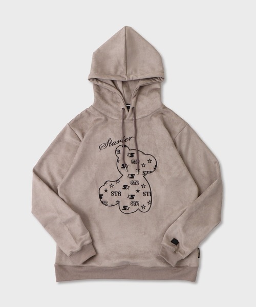 STARTER BLACK LABEL（スターターブラックレーベル）の「STARTER BLACK LABEL ベアー刺繍 フェイクスエード プルパーカー（パーカー・メンズ・スモークグレー/ブラック・M/L/XL）」の4枚目の写真