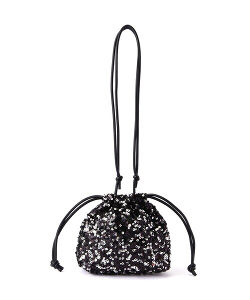 FREE'S MART（フリーズマート）の「スパンコール巾着バッグ（ハンドバッグ・レディース・ピンク/ブラック・ﾌﾘ-）」の3枚目の写真