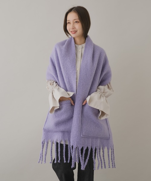 KATHARINE ROSS（キャサリンロス）の「【KATHARINE ROSS】WEB限定 ポケット付ボリュームストール（ストール/ショール・レディース・ホワイト/グレー/パープル・MEDIUM）」の20枚目の写真