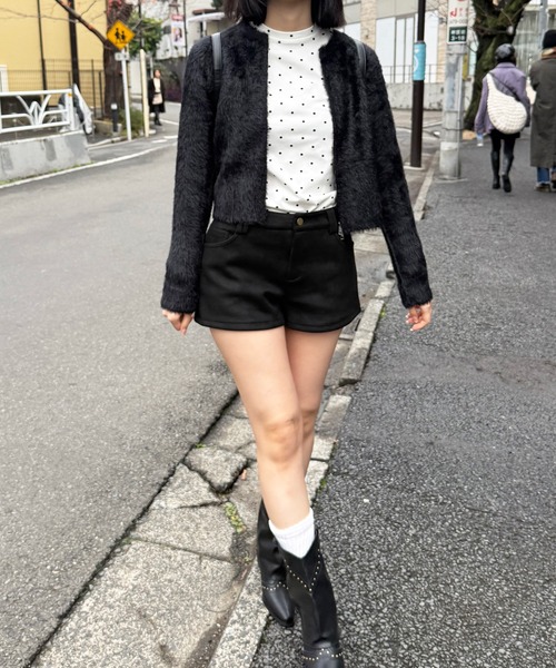 HALEY PESCA（ヘーリーペスカ）の「HALEY PESCA/ショート丈　シャギーダブルジップニット　パーカー　トップス（ニット/セーター・レディース・ブラック/アイボリー・FREE/MEDIUM/SMALL）」の13枚目の写真