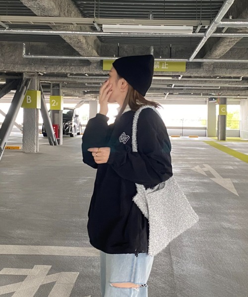 ISOOK（アイスー）の「ナイロンライクロゴプルオーバー(miho select) / ナイロントップス カジュアルコーデ メンズライク（その他トップス・レディース・ブラック・FREE）」の10枚目の写真