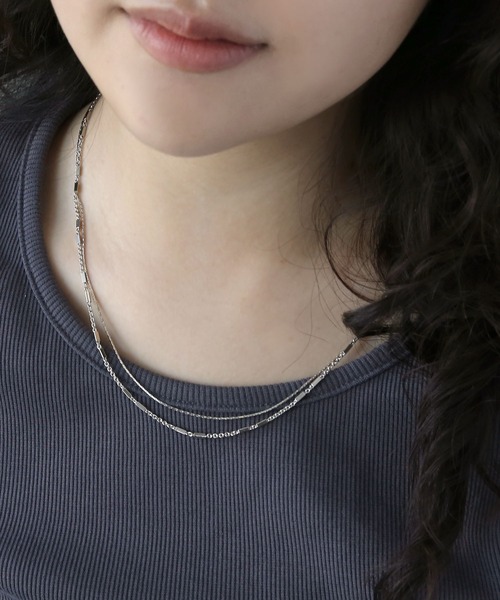colleca la（コレカラ）の「2連チェーンネックレス（ネックレス・レディース・シルバー/ゴールド・ﾌﾘ-）」の2枚目の写真