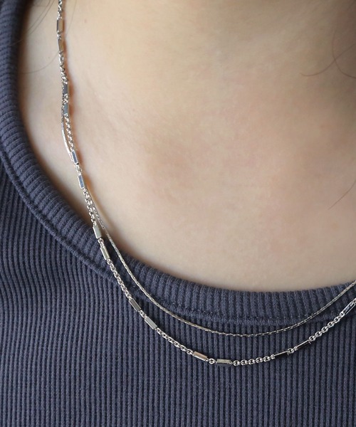 colleca la（コレカラ）の「2連チェーンネックレス（ネックレス・レディース・シルバー/ゴールド・ﾌﾘ-）」の4枚目の写真