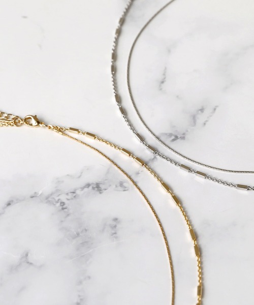 colleca la（コレカラ）の「2連チェーンネックレス（ネックレス・レディース・シルバー/ゴールド・ﾌﾘ-）」の5枚目の写真