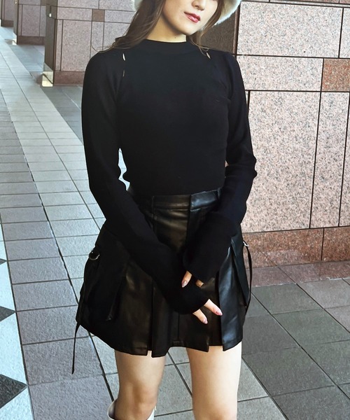 SPIRALGIRL(スパイラルガール)の「カッティングコンパクトリブニット(ニット/セーター・レディース・ホワイト/ブラック/ピンク・FREE)」の6枚目の写真