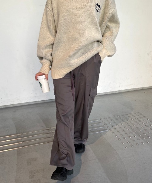 nemne store（ネンネストア）の「【低身長サイズあり】ウェストリボンカーゴスラックス（スラックス・レディース・グレー/ブラック・SMALL/MEDIUM）」の14枚目の写真