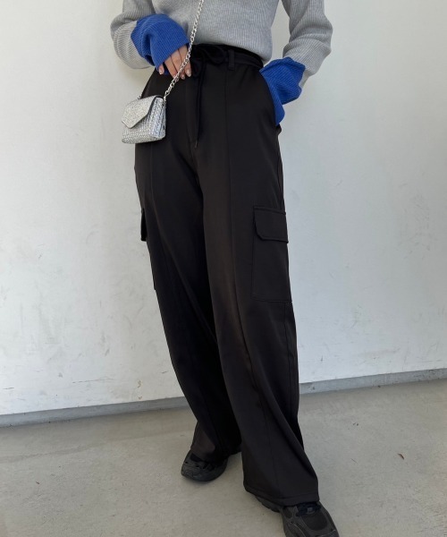 nemne store（ネンネストア）の「【低身長サイズあり】ウェストリボンカーゴスラックス（スラックス・レディース・グレー/ブラック・SMALL/MEDIUM）」の4枚目の写真