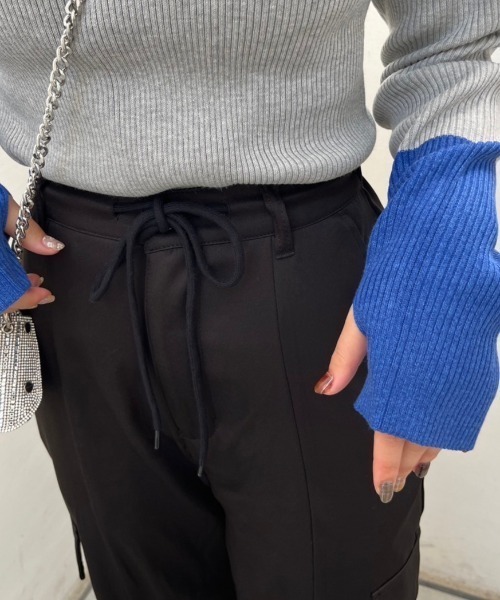 nemne store（ネンネストア）の「【低身長サイズあり】ウェストリボンカーゴスラックス（スラックス・レディース・グレー/ブラック・SMALL/MEDIUM）」の6枚目の写真