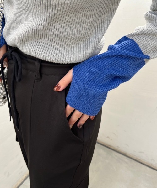 nemne store（ネンネストア）の「【低身長サイズあり】ウェストリボンカーゴスラックス（スラックス・レディース・グレー/ブラック・SMALL/MEDIUM）」の7枚目の写真