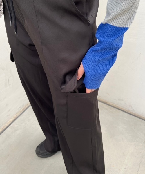 nemne store（ネンネストア）の「【低身長サイズあり】ウェストリボンカーゴスラックス（スラックス・レディース・グレー/ブラック・SMALL/MEDIUM）」の8枚目の写真