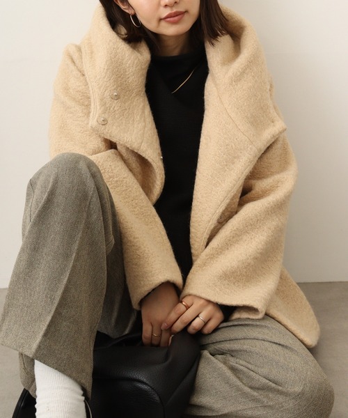 Anna Nicola(アンナニコラ)の「Anna Nicola 軽量フェイクウールコート(その他アウター・レディース・サンドベージュ/ブラック/マスタード・38)」の1枚目の写真