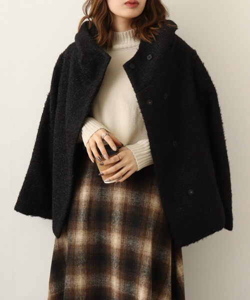 Anna Nicola(アンナニコラ)の「Anna Nicola 軽量フェイクウールコート(その他アウター・レディース・サンドベージュ/ブラック/マスタード・38)」の2枚目の写真