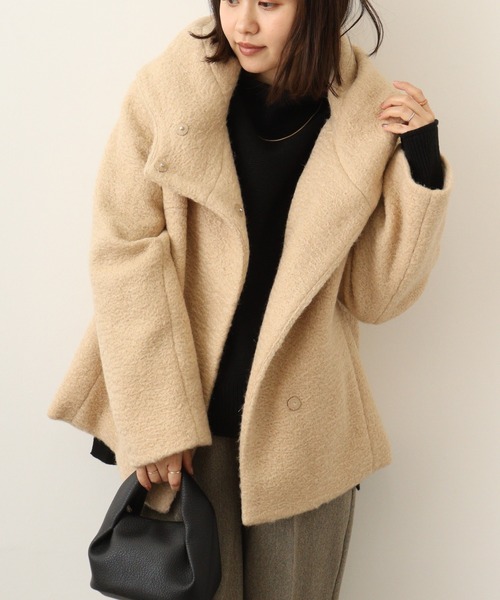 Anna Nicola(アンナニコラ)の「Anna Nicola 軽量フェイクウールコート(その他アウター・レディース・サンドベージュ/ブラック/マスタード・38)」の14枚目の写真