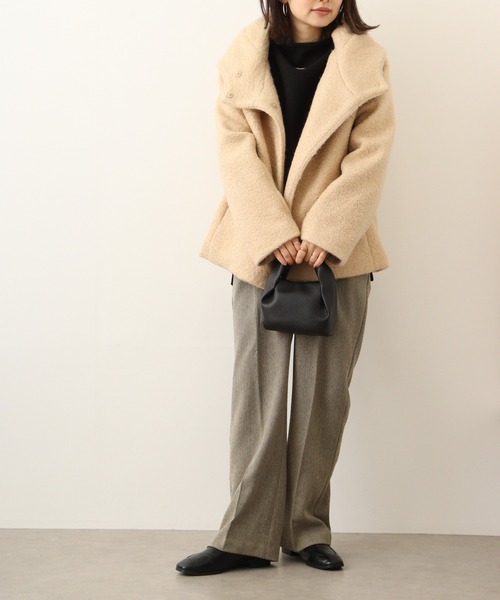 Anna Nicola(アンナニコラ)の「Anna Nicola 軽量フェイクウールコート(その他アウター・レディース・サンドベージュ/ブラック/マスタード・38)」の18枚目の写真