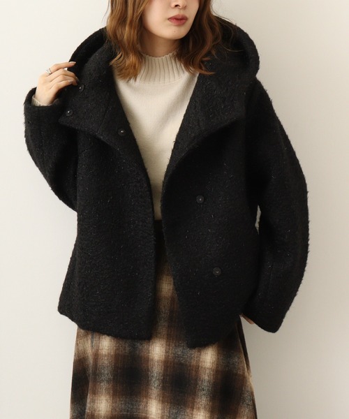 Anna Nicola(アンナニコラ)の「Anna Nicola 軽量フェイクウールコート(その他アウター・レディース・サンドベージュ/ブラック/マスタード・38)」の4枚目の写真