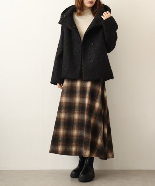 Anna Nicola(アンナニコラ)の「Anna Nicola 軽量フェイクウールコート(その他アウター・レディース・サンドベージュ/ブラック/マスタード・38)」の8枚目の写真