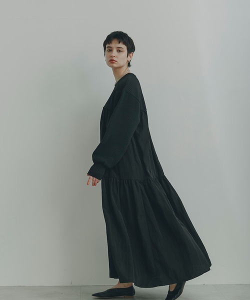 Mirror Mirror on the wall（ミラーミラー）の「(MIRROR MIRROR ON THE WALL)ティアードスカートドッキングワンピース（ワンピース・レディース・パープル/ブラック/ブルー・FREE）」の12枚目の写真