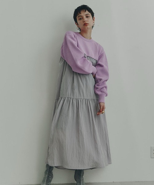 Mirror Mirror on the wall（ミラーミラー）の「(MIRROR MIRROR ON THE WALL)ティアードスカートドッキングワンピース（ワンピース・レディース・パープル/ブラック/ブルー・FREE）」の16枚目の写真