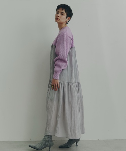 Mirror Mirror on the wall（ミラーミラー）の「(MIRROR MIRROR ON THE WALL)ティアードスカートドッキングワンピース（ワンピース・レディース・パープル/ブラック/ブルー・FREE）」の22枚目の写真