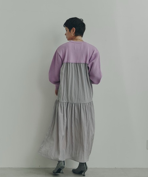 Mirror Mirror on the wall（ミラーミラー）の「(MIRROR MIRROR ON THE WALL)ティアードスカートドッキングワンピース（ワンピース・レディース・パープル/ブラック/ブルー・FREE）」の11枚目の写真