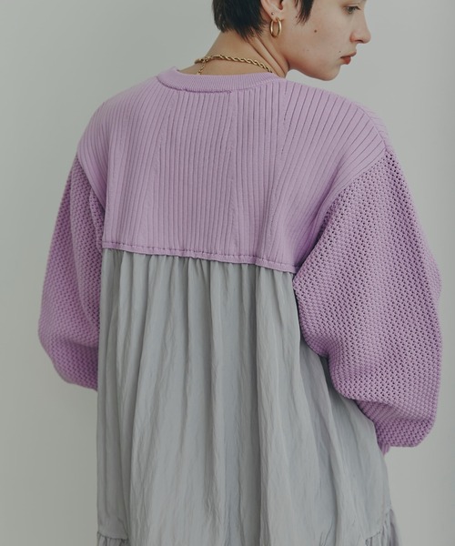 Mirror Mirror on the wall（ミラーミラー）の「(MIRROR MIRROR ON THE WALL)ティアードスカートドッキングワンピース（ワンピース・レディース・パープル/ブラック/ブルー・FREE）」の9枚目の写真