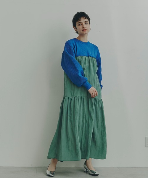 Mirror Mirror on the wall（ミラーミラー）の「(MIRROR MIRROR ON THE WALL)ティアードスカートドッキングワンピース（ワンピース・レディース・パープル/ブラック/ブルー・FREE）」の21枚目の写真