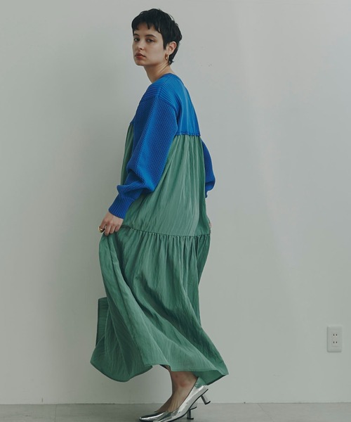 Mirror Mirror on the wall（ミラーミラー）の「(MIRROR MIRROR ON THE WALL)ティアードスカートドッキングワンピース（ワンピース・レディース・パープル/ブラック/ブルー・FREE）」の10枚目の写真