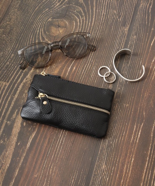 1004ST（イチマルマルヨンエスティ―）の「牛革 小銭入れ キーケース 財布（コインケース・メンズ・ブラック/ブラウン・F）」の2枚目の写真